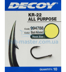 Крючок Decoy KR-22 Black Nickeled #1, 10 шт.