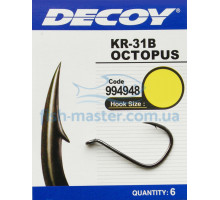Крючок Decoy KR-31 Octopus Black Nickeled #4/0, 5 шт.