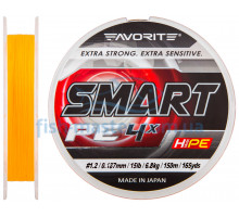 Шнур Favorite Smart PE 4x 150м (оранж.) #1.2/0.187мм 6.8кг/15lb