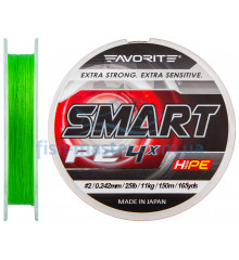 Шнур Favorite Smart PE 4x 150м (салат.) #2.0/0.242 мм 11кг