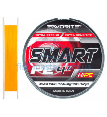 Шнур Favorite Smart PE 4x 150м (оранж.) #0.4/0.104мм 3кг/6.5lb