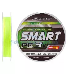 Шнур Favorite Smart PE 3x 150м (fl.yellow) #0.15/0.066mm 2.5lb/1.2kg