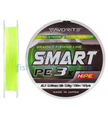 Шнур Favorite Smart PE 3x 150м (fl.yellow) #0.3/0.09mm 6lb/2.9kg