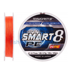 Cord Favorite Smart PE 8x 150m (red orange) # 1.0 / 0.171mm 12lb / 8.7kg
