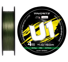 Cord Favorite U1 PE 4x 150m (dark green) #0.3/0.094mm 4lb/1.8kg