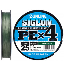 Шнур Sunline Siglon PE х4 150m (темн-зел.) #1.5/0.209mm 25lb/11.0kg