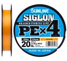 Шнур Sunline Siglon PE х4 300m (оранж.) #1.2/0.187 mm 20lb/9.2 kg