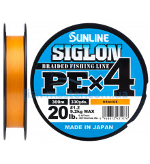 Шнур Sunline Siglon PE х4 300m (оранж.) #3.0/0.296 mm 50lb/22.0 kg