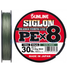 Шнур Sunline Siglon PE х8 150m (темн-зел.) #1.7/0.223mm 30lb/13.0kg