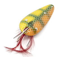 Блешня Dardevle Weedless 70mm 21g #Orange/Green Perch Scale