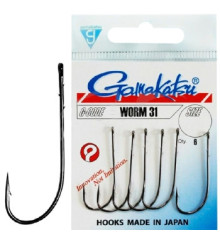 Крючок Gamakatsu Worm 31 Black #2 6шт