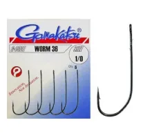 Крючок Gamakatsu Worm 36 Black #1/0 6шт