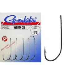 Гачок Gamakatsu Worm 36 Black # 1/0 6 шт