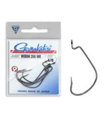Крючок Gamakatsu офсетный Worm 314 MB Black #4/0 6шт