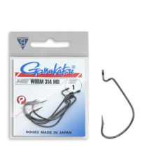 Крючок Gamakatsu офсетный Worm 314 MB Black #1 6шт