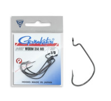 Гачок Gamakatsu офсетний Worm 314 MB Black # 1/0 6 шт
