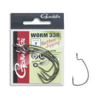 Offset hook Gamakatsu Worm 330 Black # 1 6pcs