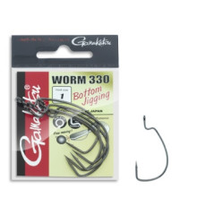 Крючок Gamakatsu офсетный Worm 330 Black #1 6шт