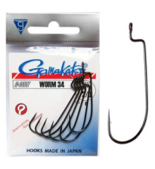 Крючок Gamakatsu офсетный Worm 34 Black #5/0 5шт