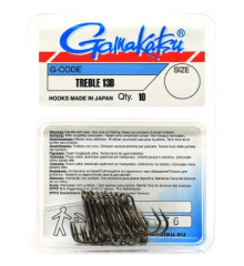Крючок Gamakatsu тройной Treble 13NS Black #10 10шт