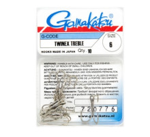 Гачок Gamakatsu потрійний Treble Twinex Nickel # 6 10шт