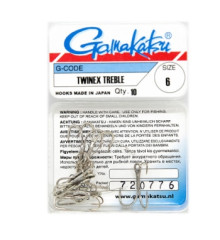 Крючок Gamakatsu тройной Treble Twinex Nickel #6 10шт