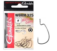 Гачок Gamakatsu офсетний Worm 325 Micro Game Black # 8 8шт