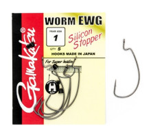 Гачок Gamakatsu офсетний Worm Offset EWG silicon stopper Black # 1 5шт