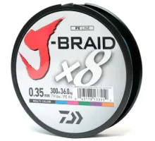 Шнур Daiwa J-Braid X8 0,35mm-300m MULTI COLOR
