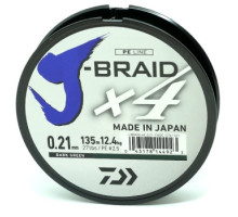 Cord Daiwa J-Braid X4E 0,21mm 135m Dark Green
