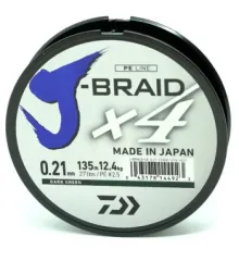 Шнур Daiwa J-Braid X4E 0,21mm 135m Dark Green