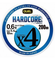  Cord Duel Hardcore X4 200m 5Color Yellow Marking 5.4kg 0.132mm #0.6