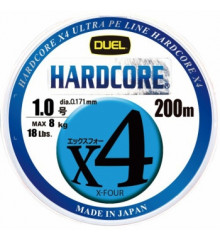 Шнур Duel Hardcore X4 200m 5Color Yellow Marking 8kg 0.171mm #1.0