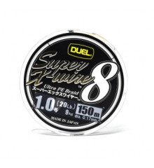Cord Duel Super X-Wire 8 150m 0.17mm 9.0kg 5Color Yellow Marking #1.0