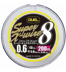 Cord Duel Super X-Wire 8 200m 5Color Yellow Marking 5.8kg 0.13mm #0.6