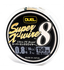 Шнур Duel Super X-Wire 8 150m 0.15mm 7kg Silver #0.8