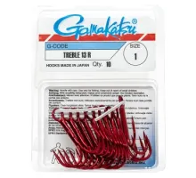 Гачок Gamakatsu потрійний Treble 13R Red # 1 10шт