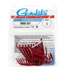 Крючок Gamakatsu тройной Treble 13R Red #1 10шт