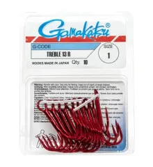 Гачок Gamakatsu потрійний Treble 13R Red # 1 10шт