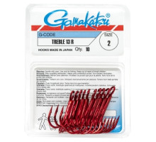 Крючок Gamakatsu тройной Treble 13R Red #2 10шт