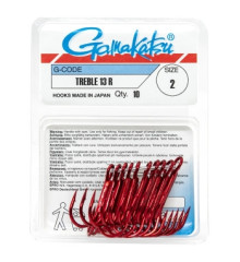 Крючок Gamakatsu тройной Treble 13R Red #2 10шт