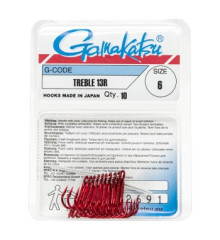 Крючок Gamakatsu тройной Treble 13R Red #6 10шт