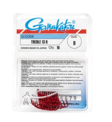 Крючок Gamakatsu тройной Treble 13R Red #8 10шт