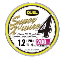 Шнур Duel Super X-Wire 4 200m 0.19mm 9.0kg 5Color Yellow Marking #1.2