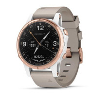 Авиационные смарт-часы Garmin D2 Delta S Rose Gold с бежевым кожаным ремешком и белым силиконовым ремешком
