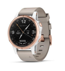 Авіаційний смарт-годинник Garmin D2 Delta S Rose Gold з бежевим шкіряним ремінцем та білим силіконовим ремінцем