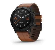 Смарт-годинник Garmin Fenix ​​6X Sapphire чорний з DLC-покриттям та каштановим шкіряним ремінцем