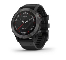 Смарт-годинник Garmin Fenix ​​6 Sapphire, сіре покриття DLC, з чорним ремінцем