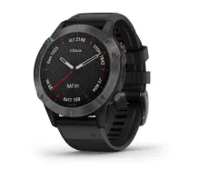 Смарт-годинник Garmin Fenix ​​6 Sapphire, сіре покриття DLC, з чорним ремінцем