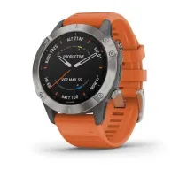 Смарт-годинник Garmin Fenix ​​6 Sapphire Titanium з помаранчевим ремінцем